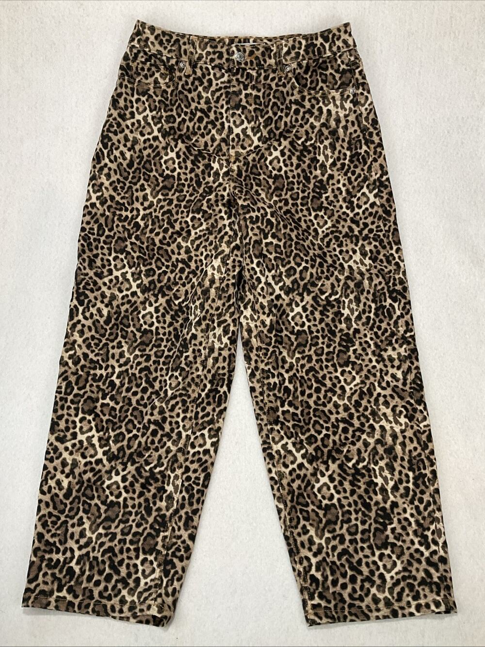NWT LOFT The Barrel Tapered Stretch Jeans Womens 28/6 Leopard High Rise Mobwife